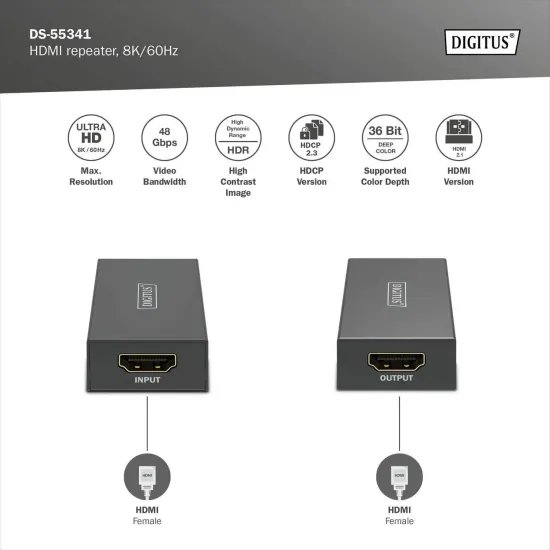Digitus HDMI Repeater, 8K/60Hz