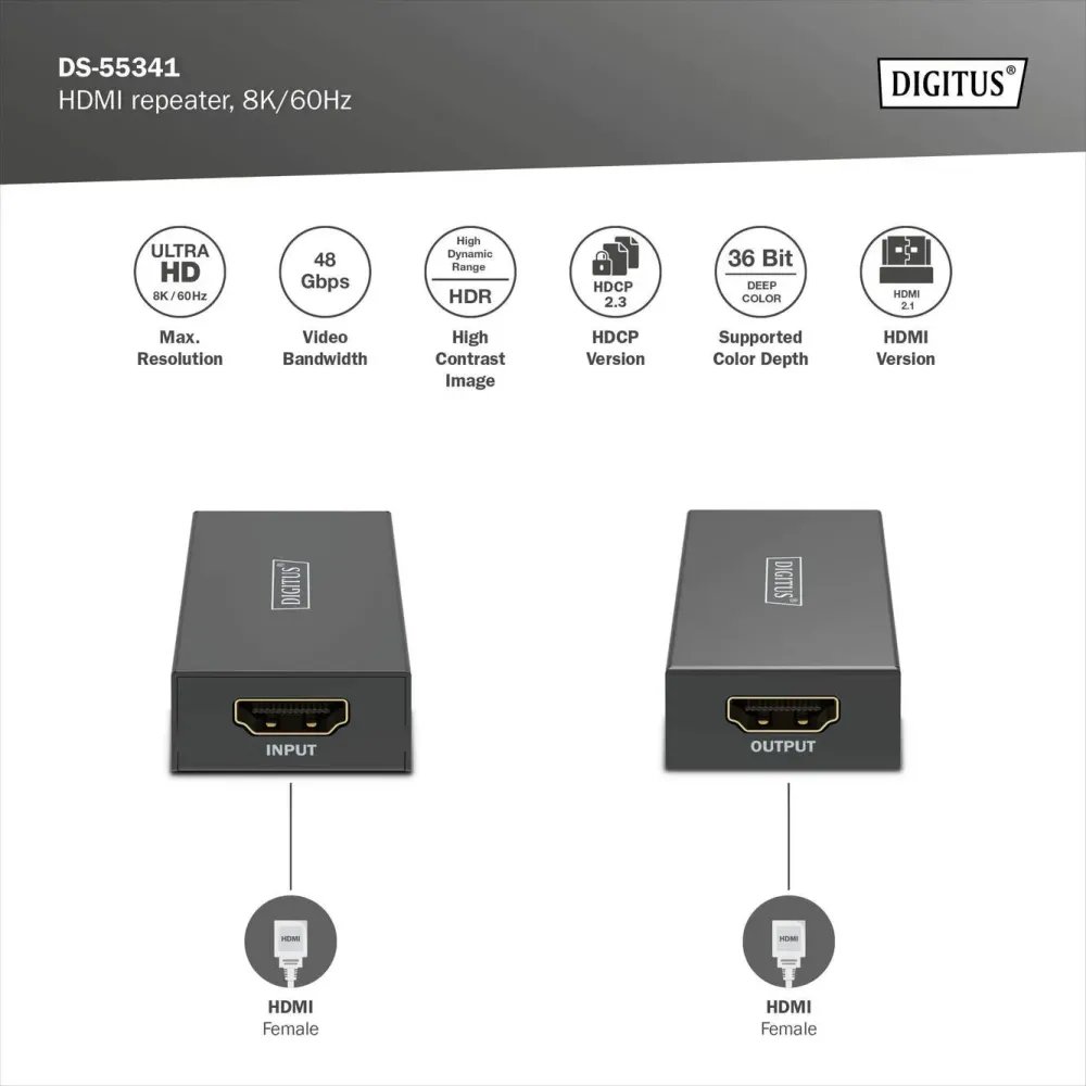 Digitus HDMI Repeater, 8K/60Hz