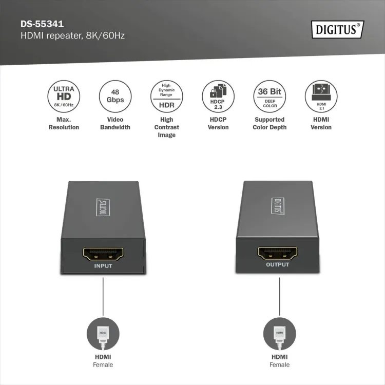 Digitus HDMI Repeater, 8K/60Hz