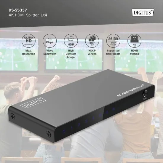 Digitus HDMI Splitter 4K, 1x4, 4K@60Hz