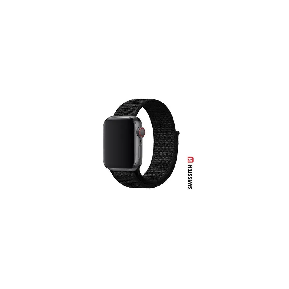 Swissten Nylon band for Apple watch, black (42, 44, 45, 49) mm