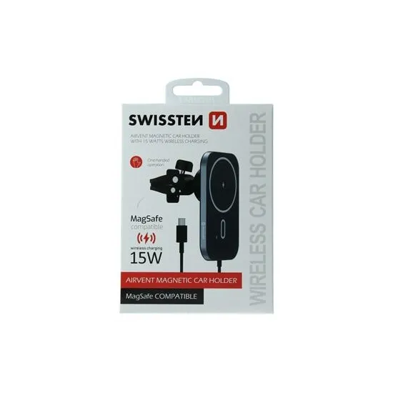 Swissten Car holder magnetic with wireless charger 15W (MagSafe compatible)