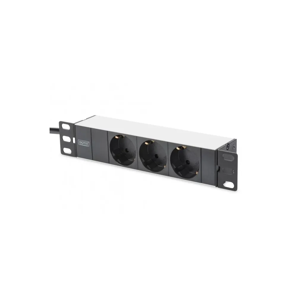 Digitus 1U PDU, 10 , rackmountable, 3x safety outlet, 16A, 4000W, 2m