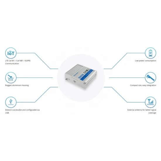 Teltonika Industrial Rugged 4G LTE Modem TRM250, Connectivity (4G/LTE (Cat M1), NB-IoT, 2G), 1x SIM slot,1 x SMA for LTE, 1x mic