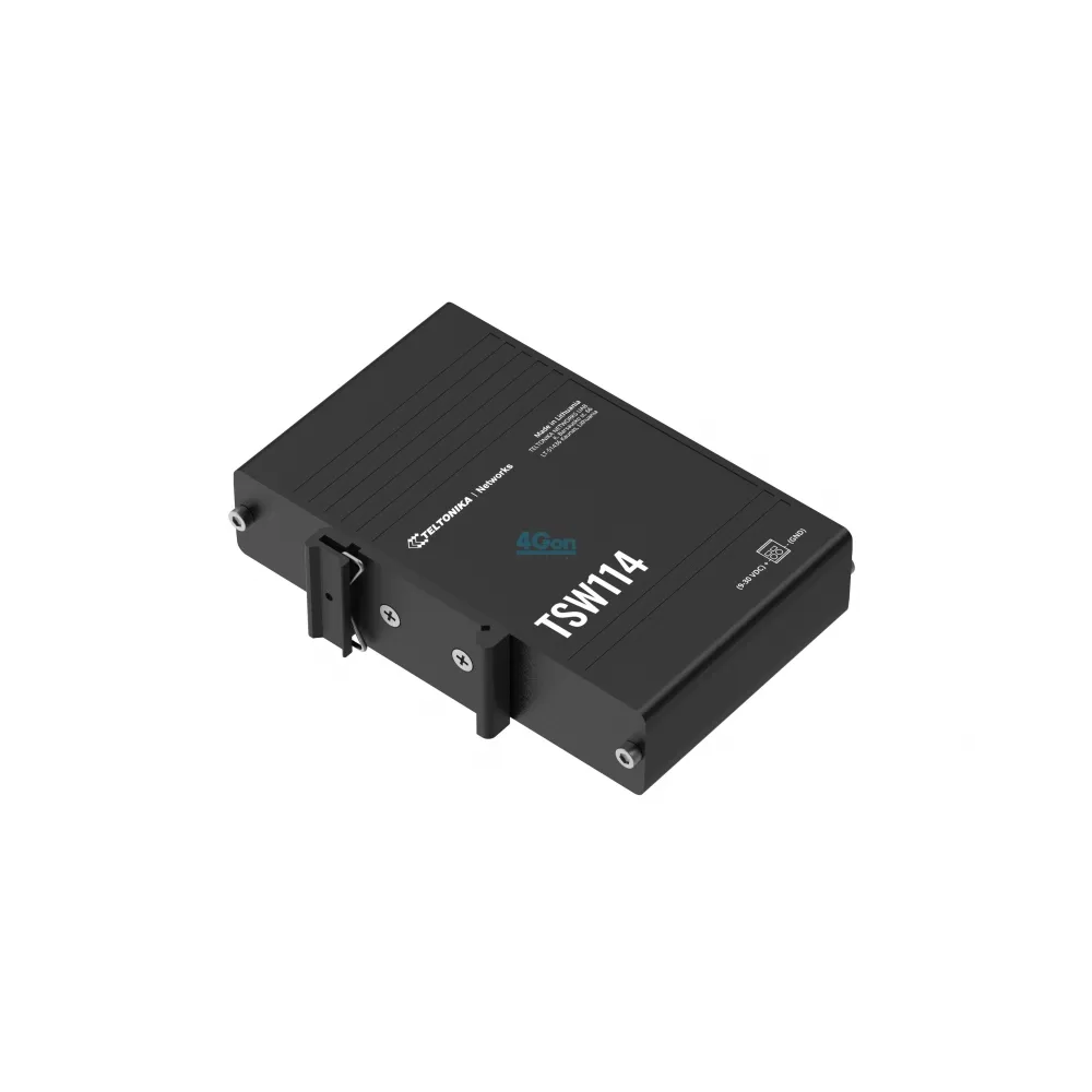 Teltonika Switch TSW114, 5x 10/100/1000Mbps RJ45 ports, unmanaged, plug-and-play, DIN rail mounting
