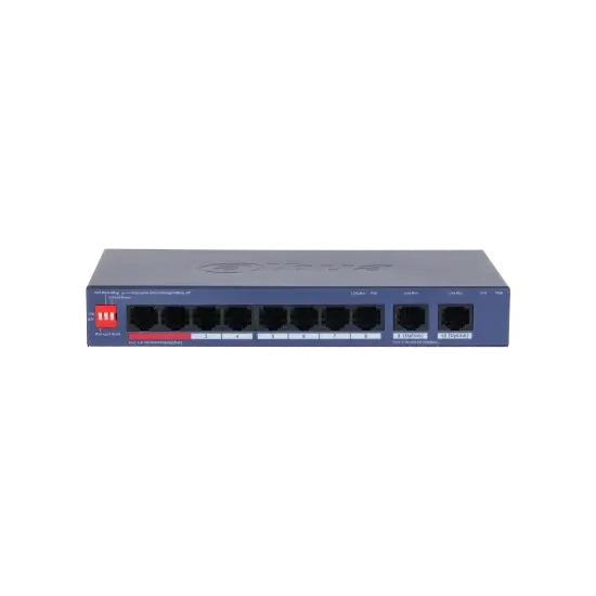Dahua Switch CS4010-8GT-110, 8x 10/100/1000Mbps RJ45 PoE+ ports, 2x SFP port, cloud managed, Layer 2, 110W PoE budget, desktop d