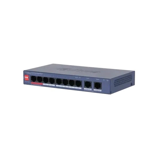 Dahua Switch CS4010-8GT-110, 8x 10/100/1000Mbps RJ45 PoE+ ports, 2x SFP port, cloud managed, Layer 2, 110W PoE budget, desktop d