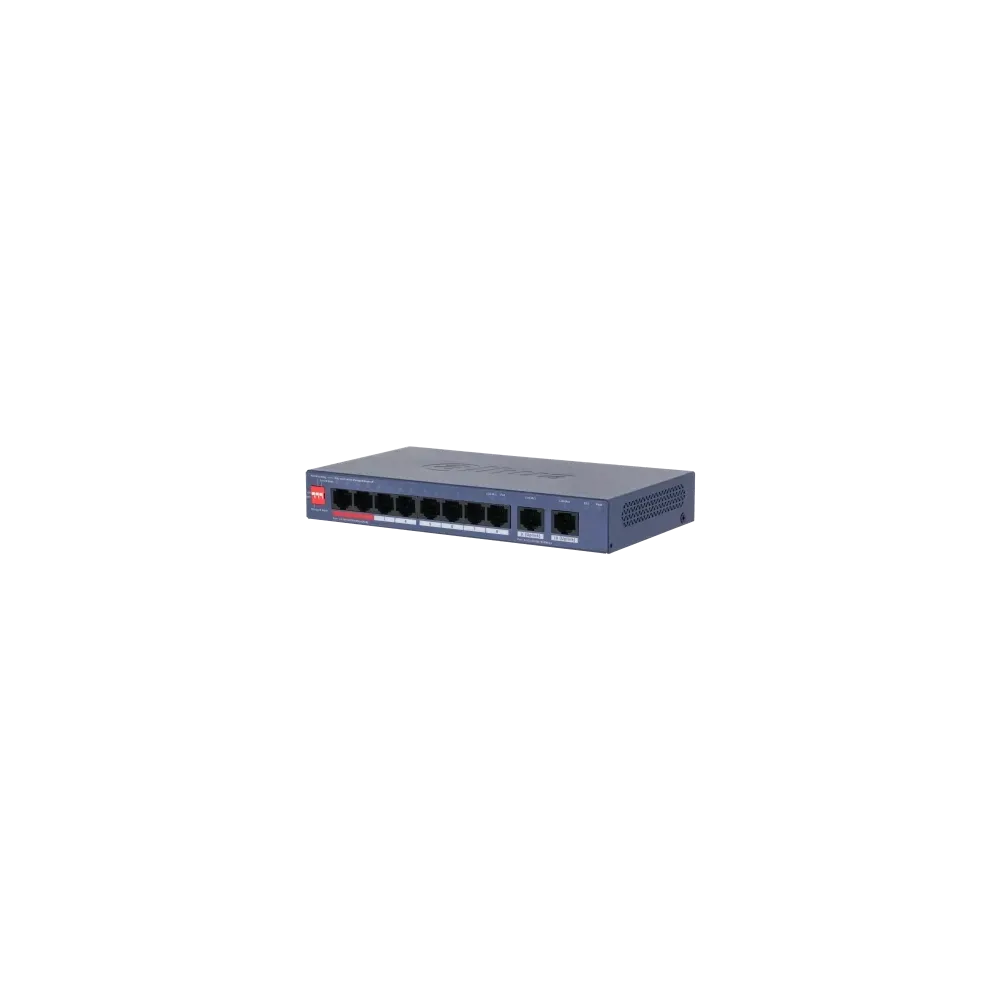 Dahua Switch CS4010-8GT-110, 8x 10/100/1000Mbps RJ45 PoE+ ports, 2x SFP port, cloud managed, Layer 2, 110W PoE budget, desktop d