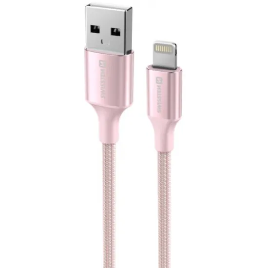 Swissten Data cable textile II USB/Lightning 1.5m Pink