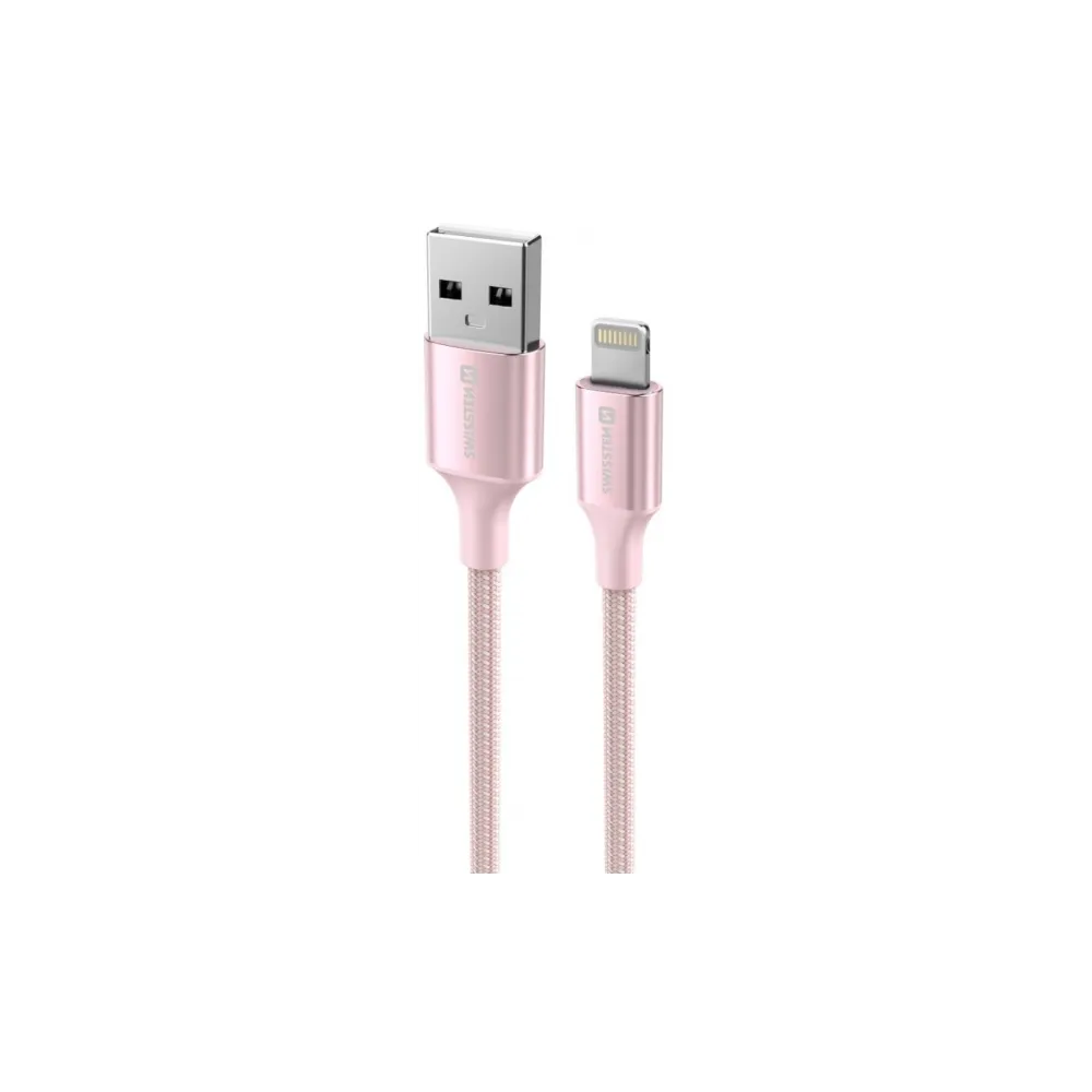 Swissten Data cable textile II USB/Lightning 1.5m Pink
