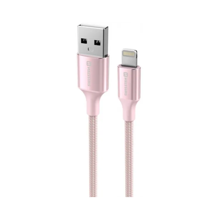 Swissten Data cable textile II USB/Lightning 1.5m Pink