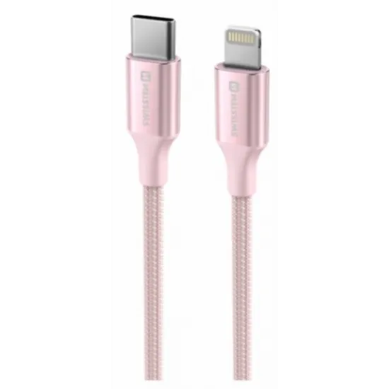 Swissten Data cable textile II USB-C / Lightning 1.5m Pink