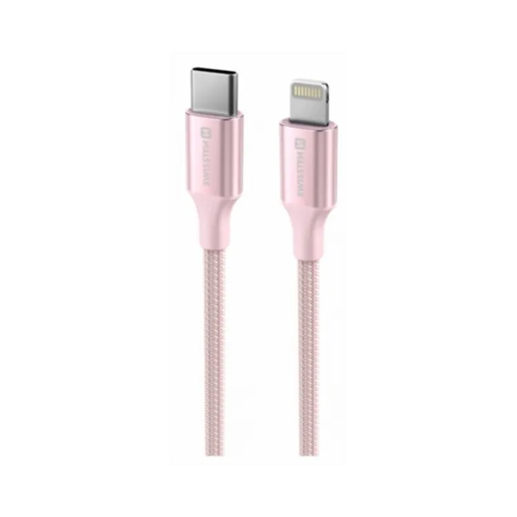 Swissten Data cable textile II USB-C / Lightning 1.5m Pink