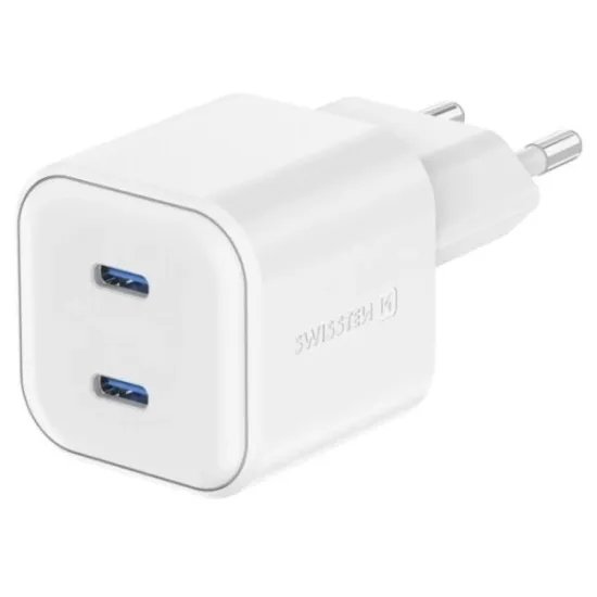 Swissten Travel Charger GaN 2x USB-C 20W PD White