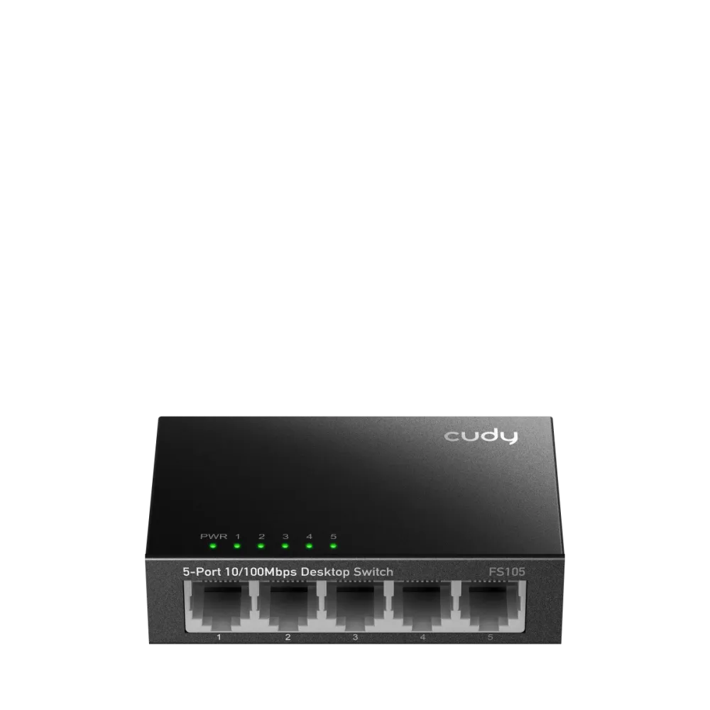 CUDY Switch FS105, 5x 10/100Mbps RJ45 ports, unmanaged, plug-and-play, metal housing