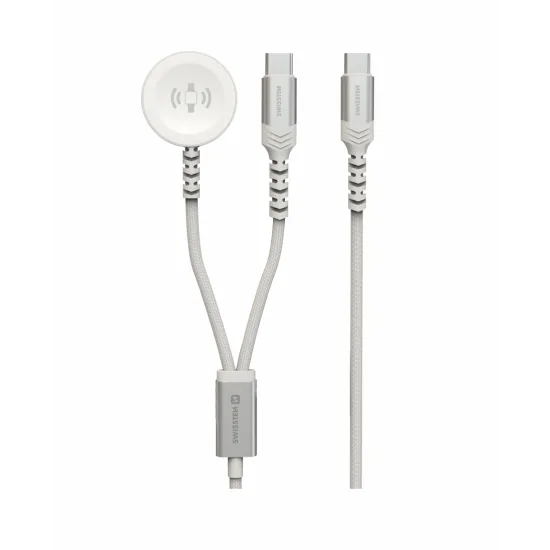 Swissten Kabl 2in1 punjač za Apple Watch i USB-C, USB-C 1.2m White