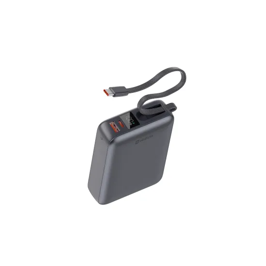 Swissten Power bank 20000 mAh 45W with built-in cable USB-C Space Silver