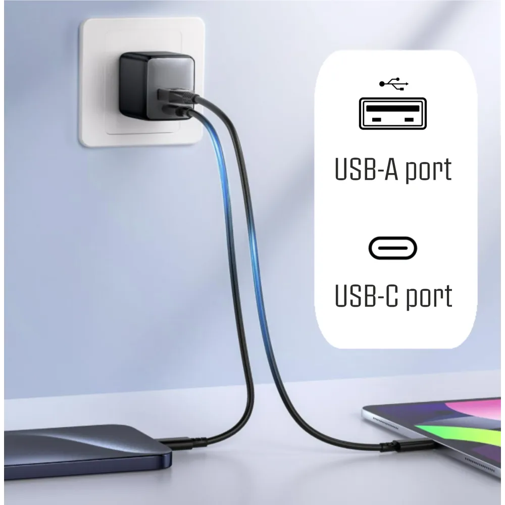 iPEAX Adapter GaN 25W (USB-C + USB-A) Black
