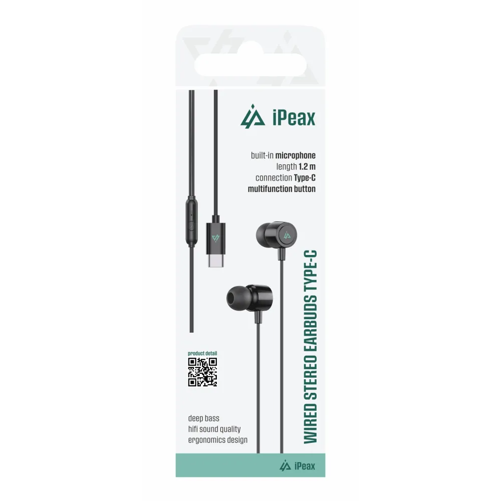iPEAX Slušalice Wired USB-C Black