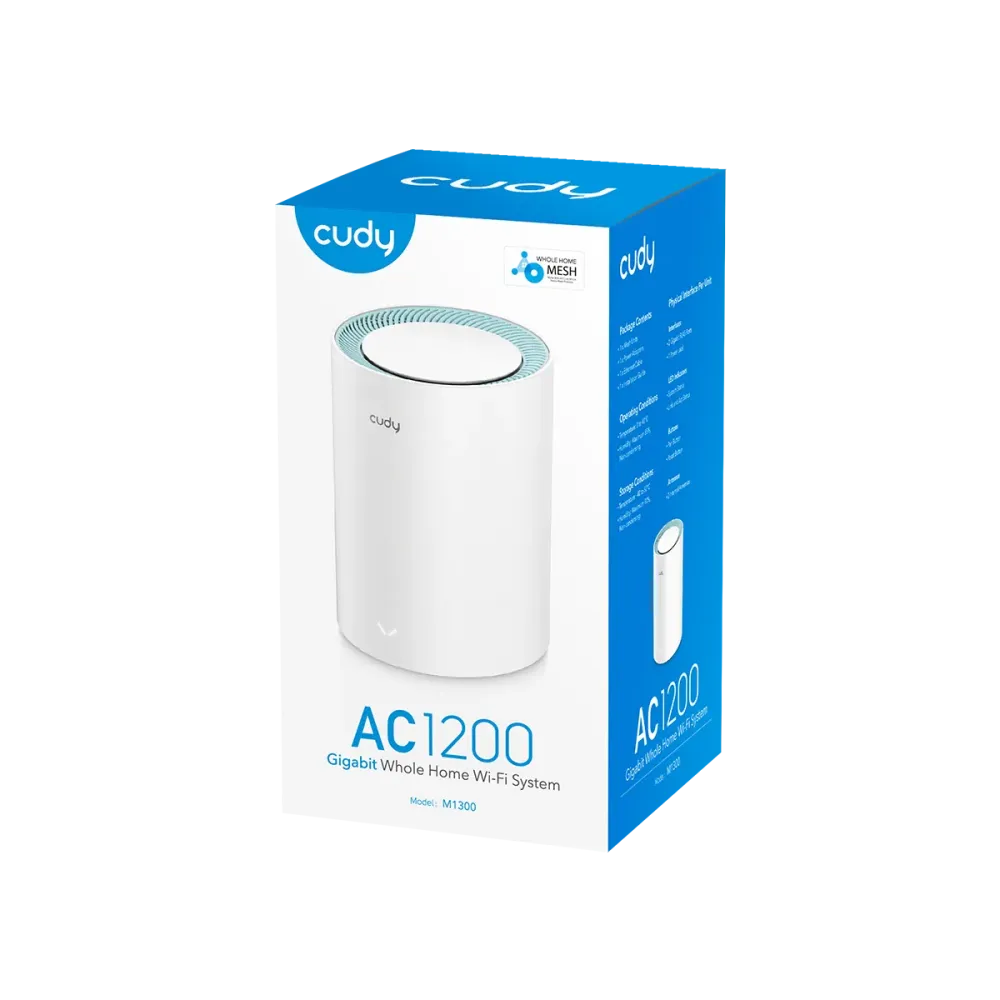 CUDY Router M1300(1-Pack) AC1200 Wi-Fi Gigabit Mesh