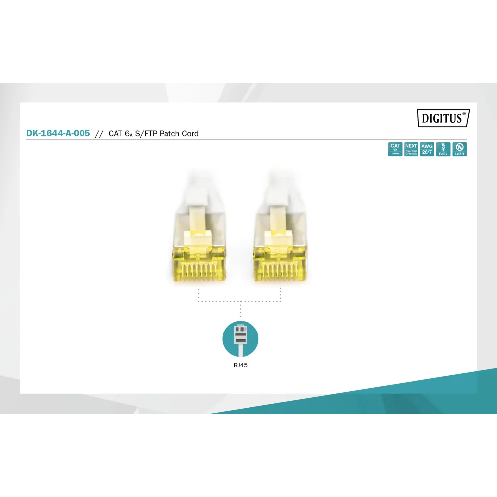 Digitus Kabl S-FTP patch CAT6A 0.25m sivi