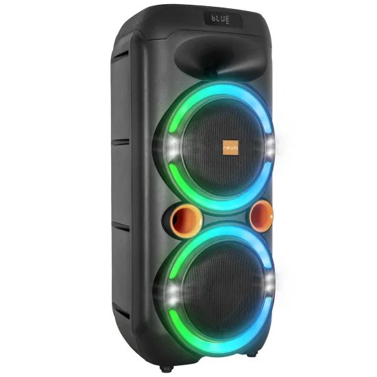 Mikado Zvucnik MD-208KP 40W RGB 3600mAh Black 1 VHF UV Microphone USB / BT / TF / TWS / AUX 2 Mic Input USB Type-C Charging