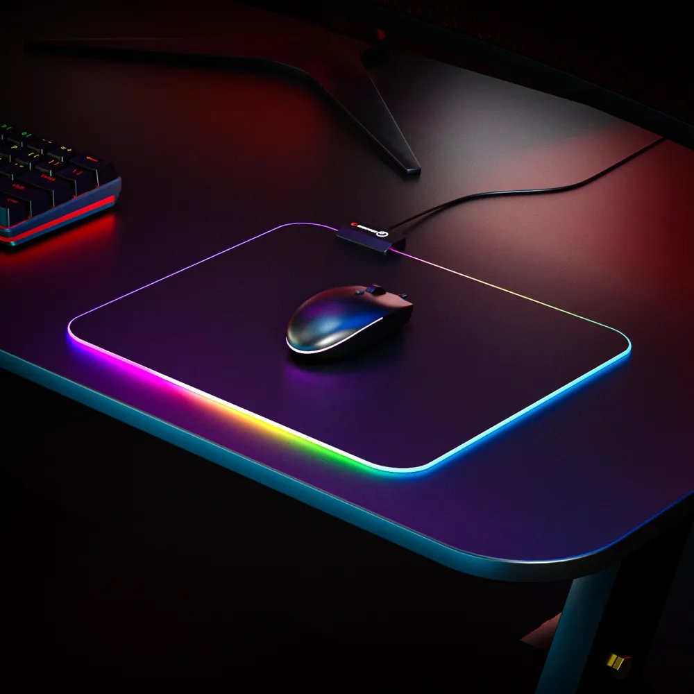 Rampage Podloga BLITZ RGB M (MP-23) Black 252x328x3mm RGB LED Gaming