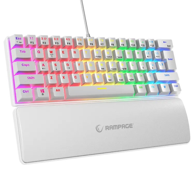 Rampage Tastatura PLOWER K60 White US Layout Wrist Support Mechanical Blue Switch Gaming