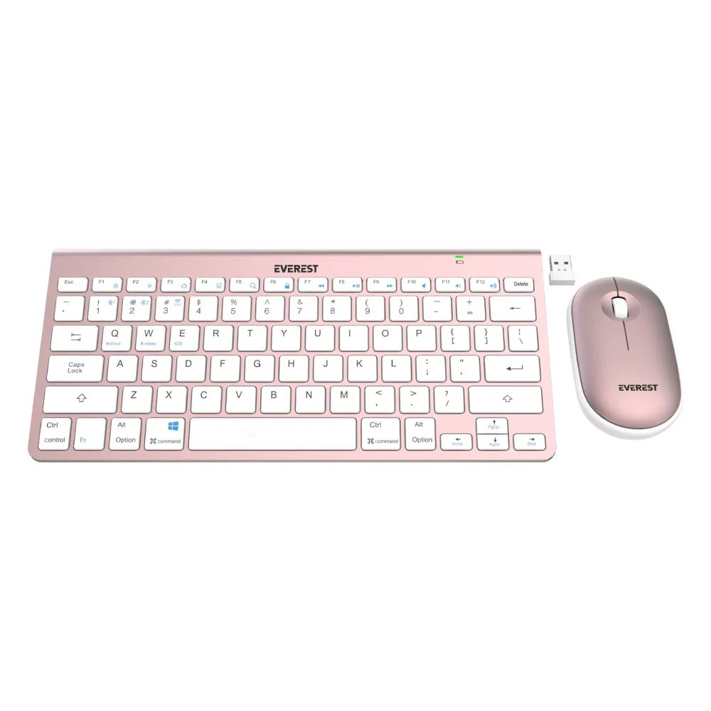 Everest SET tastatura i mis KB-BT72 ​​ELITE Rose Gold 2.4 ghz + BT Wireless US Layout