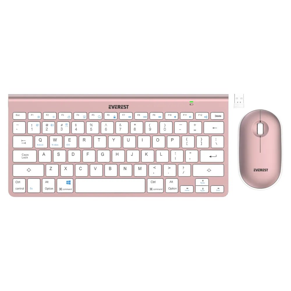 Everest SET tastatura i mis KB-BT72 ​​ELITE Rose Gold 2.4 ghz + BT Wireless US Layout