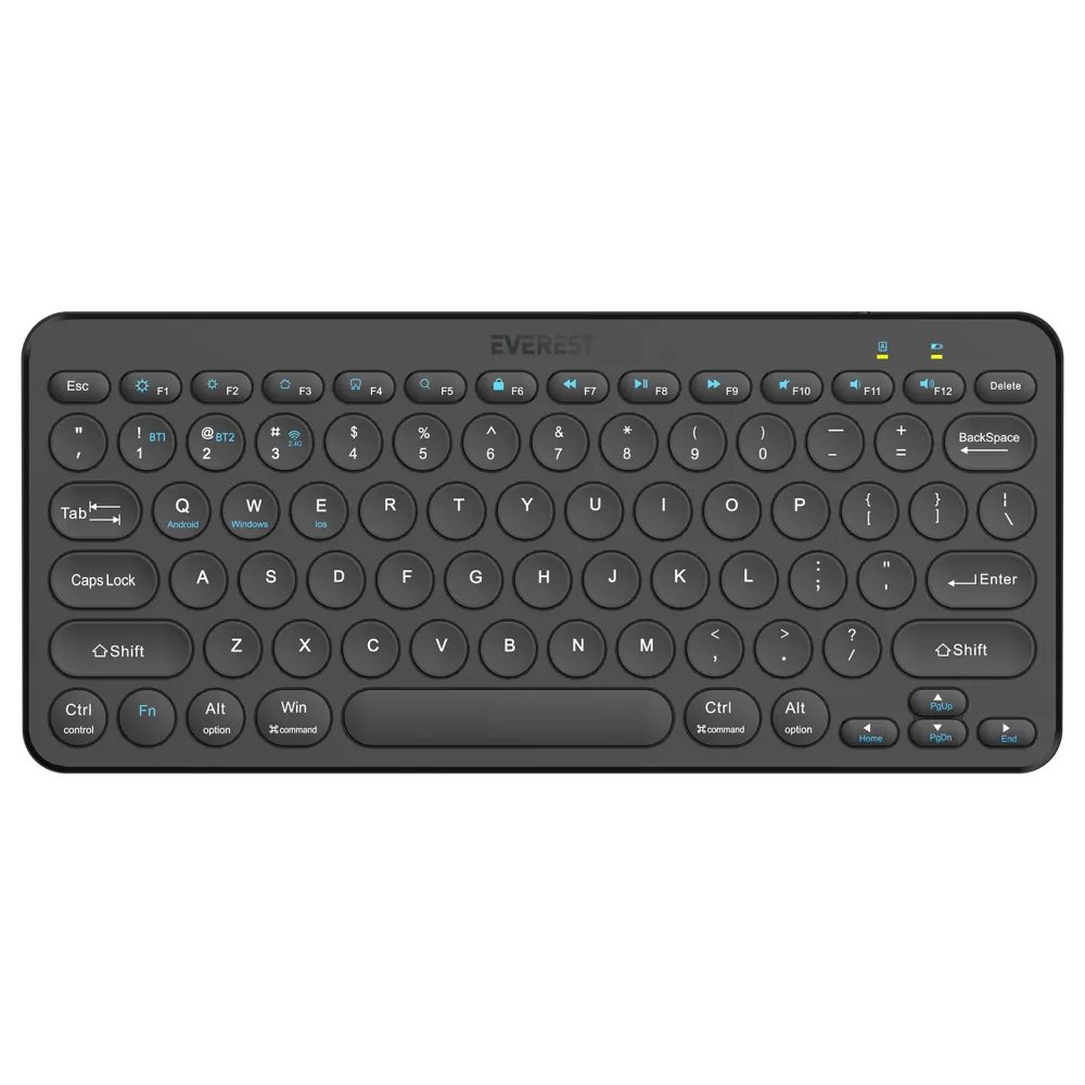 Everest Tastatura KB-BT16 Black 2.4G+BT1+BT2 US Layout