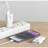 Swissten Travel Charger Slim GaN USB-C / USB 30W - White