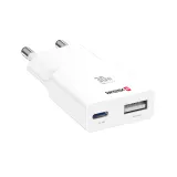 Swissten Travel Charger Slim GaN USB-C / USB 30W - White