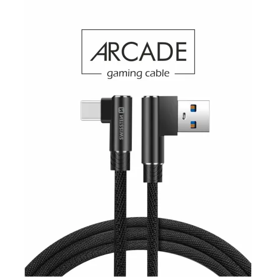 Swissten Kabl Arcade Gaming USB To Type-C 100W USB 1.2m - Black