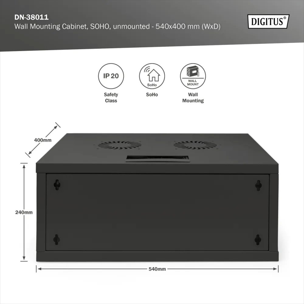 Digitus 4U network rack, 19 , wall, 540x400