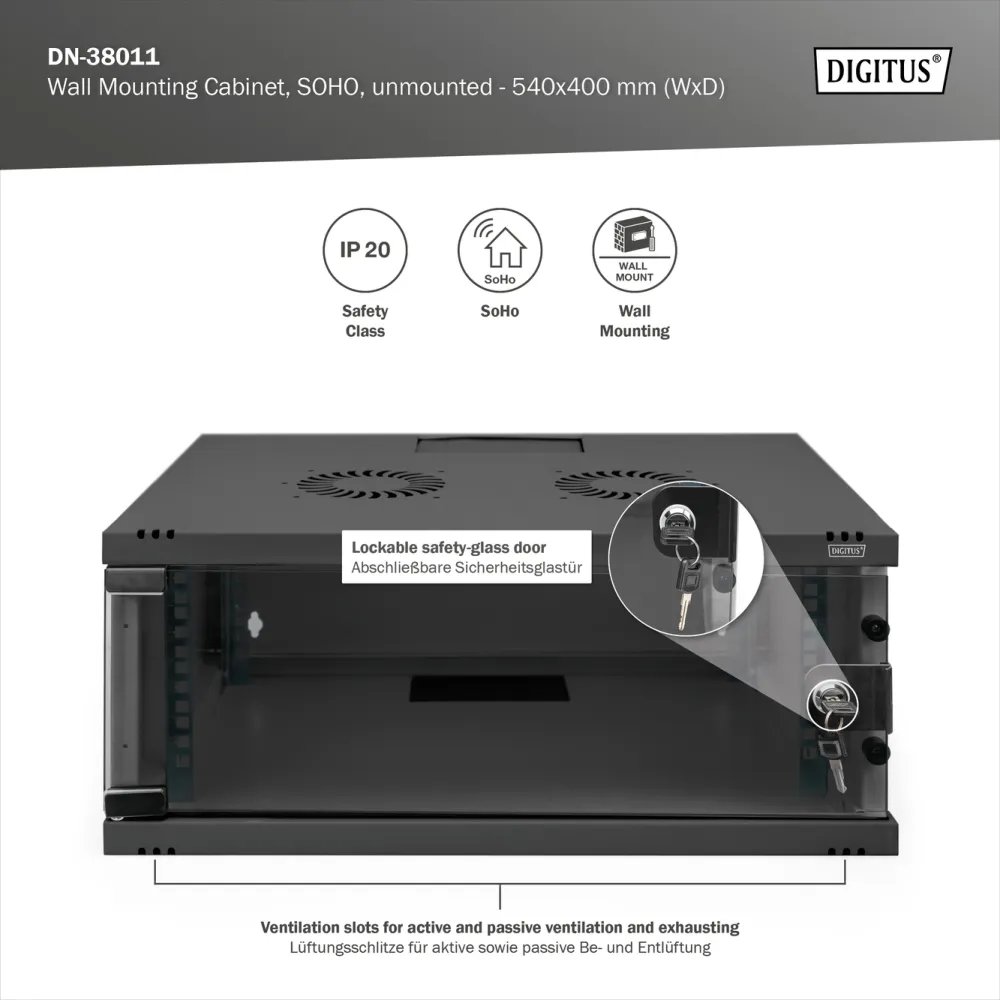 Digitus 4U network rack, 19 , wall, 540x400