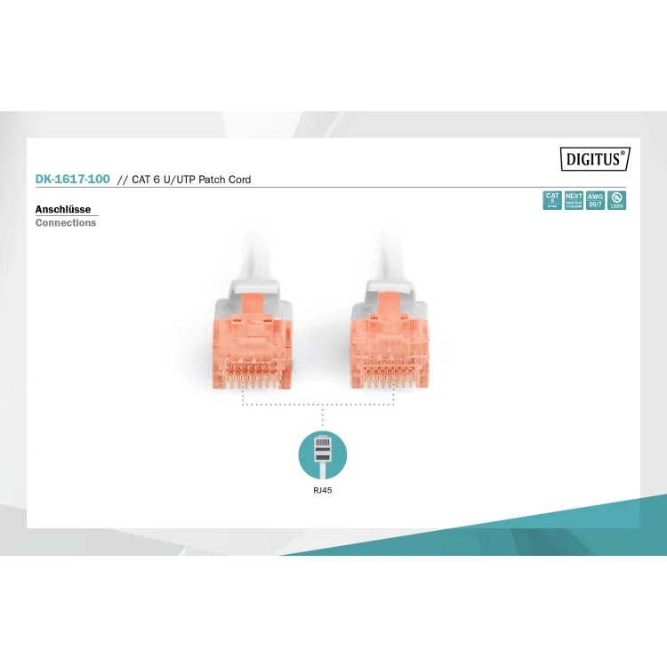 Digitus Kabl UTP patch CAT6 10m sivi