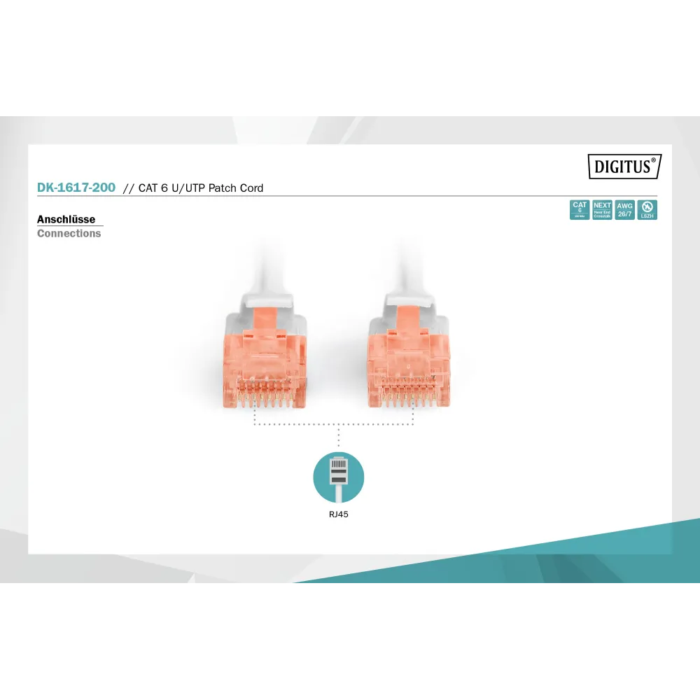 Digitus Kabl UTP patch CAT6 20m sivi