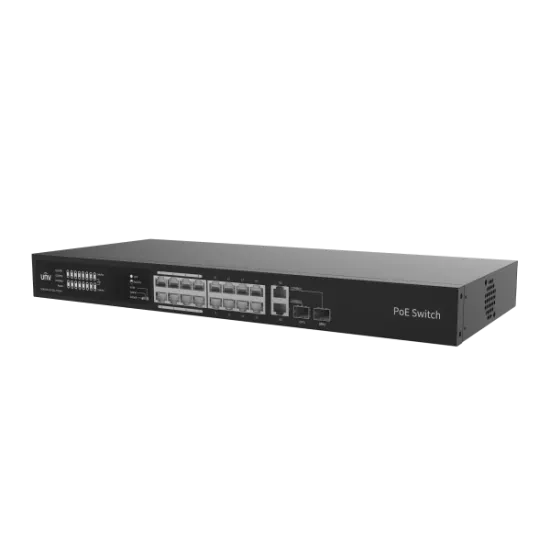 Uniview Switch NSW2020-16T2GC-POE-IN 16x 10/100Mbps RJ45 PoE+ ports, 2x 1Gbps uplink, 250W PoE budget (up to 30W per port)