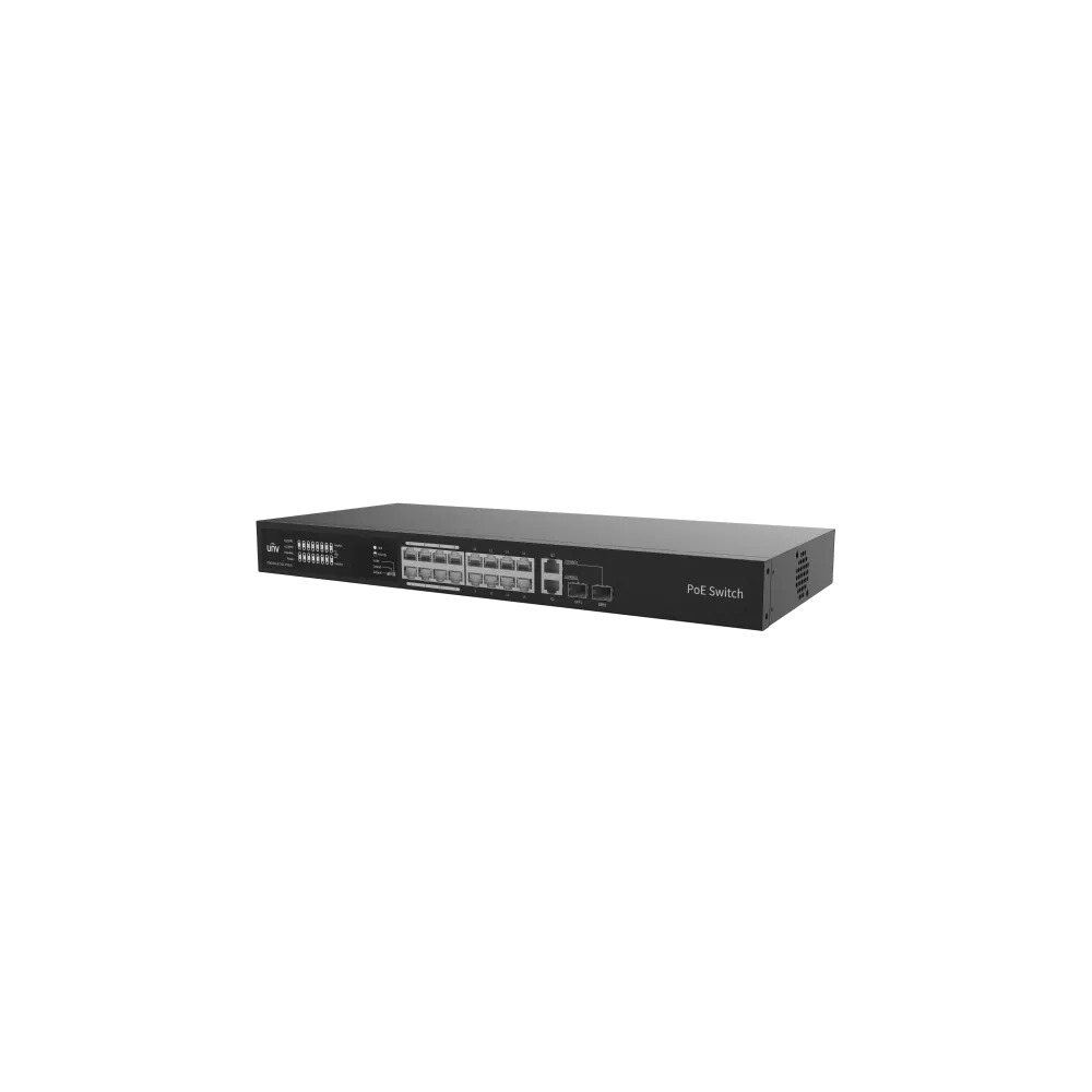 Uniview Switch NSW2020-16T2GC-POE-IN 16x 10/100Mbps RJ45 PoE+ ports, 2x 1Gbps uplink, 250W PoE budget (up to 30W per port)