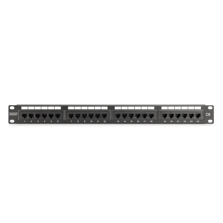 Digitus Patch panel puni, unshielded 24-port, 1U, rack mount, crni