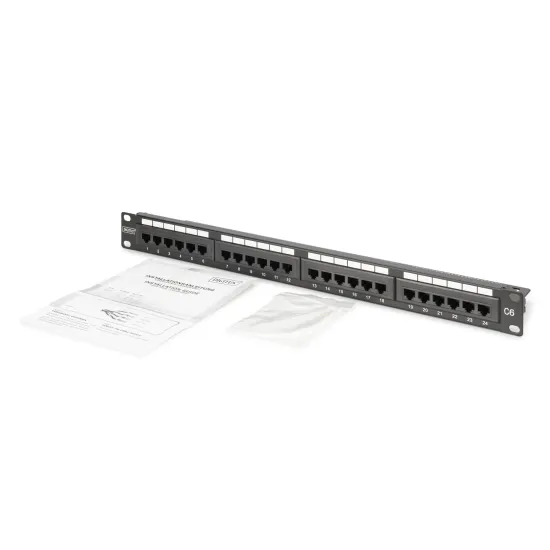 Digitus Patch panel puni, unshielded 24-port, 1U, rack mount, crni