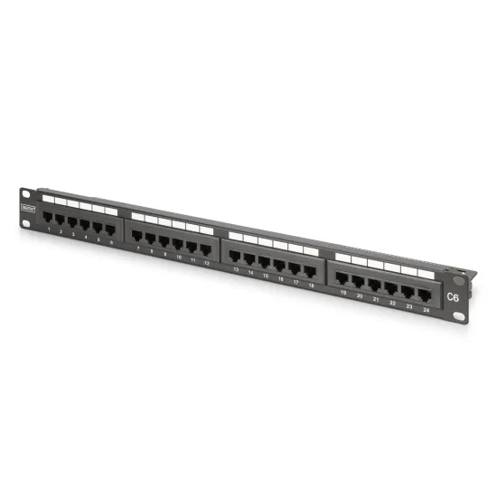 Digitus Patch panel puni, unshielded 24-port, 1U, rack mount, crni