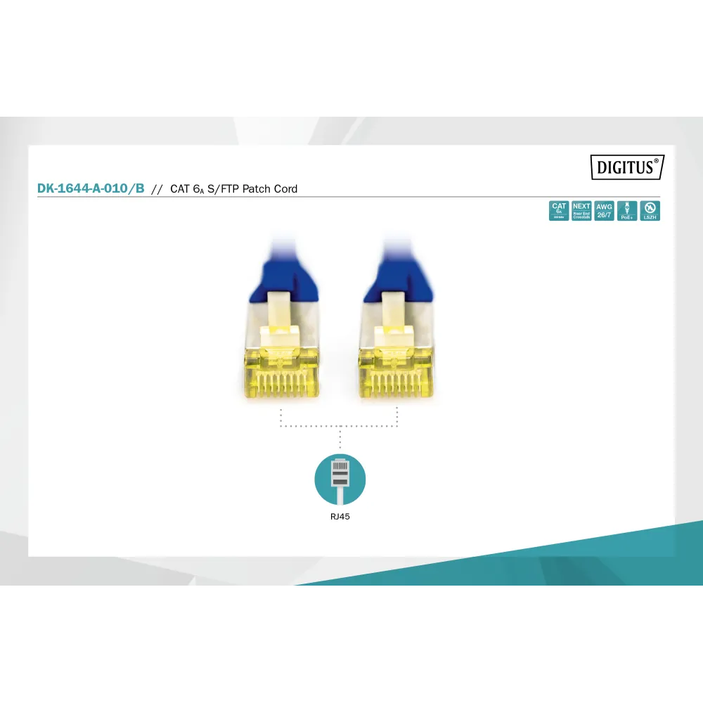Digitus Kabl S-FTP patch CAT6A 1m plavi