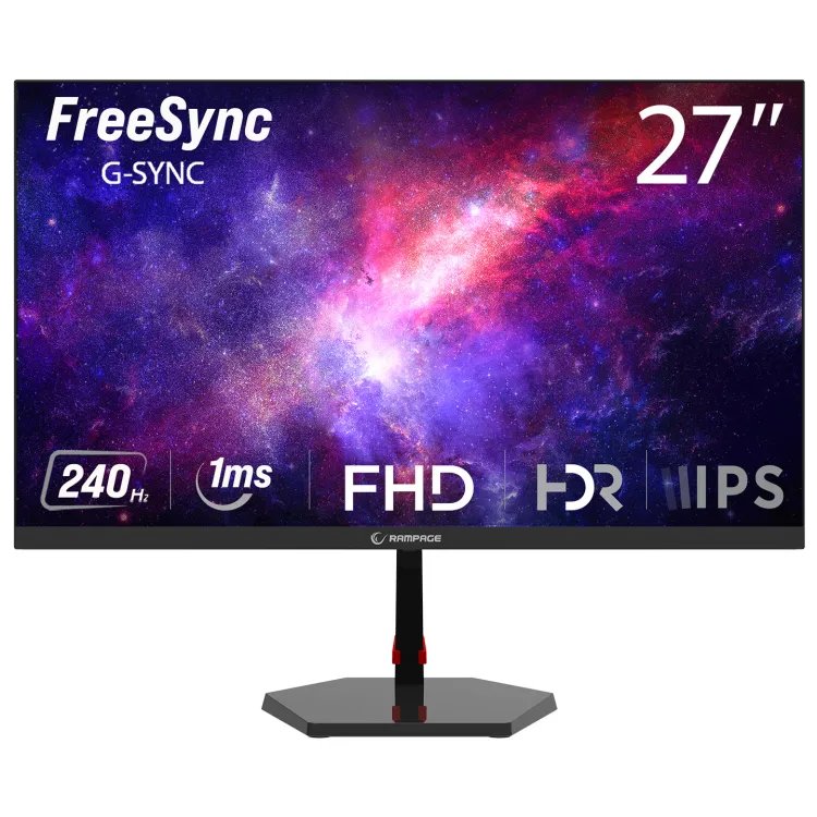 Rampage Monitor 27 RAVEN RV27R240F, 1920×1080 (FHD), IPS panel (Fast IPS), 240Hz, 1 ms (MPRT), 1000:1, 400 cd/m², Adaptive Sync
