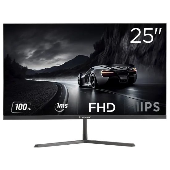 Rampage Monitor 25 RM25R100, 1920×1080 (FHD), IPS panel, 100Hz, 1 ms, 1000:1, 250 cd/m², HDMI + VGA, audio out ne, zvučnici ne,