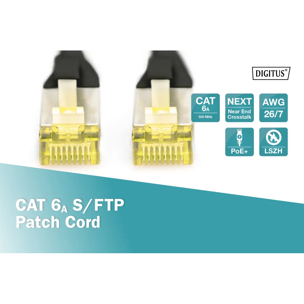Digitus Kabl S-FTP patch CAT6A 1m crni