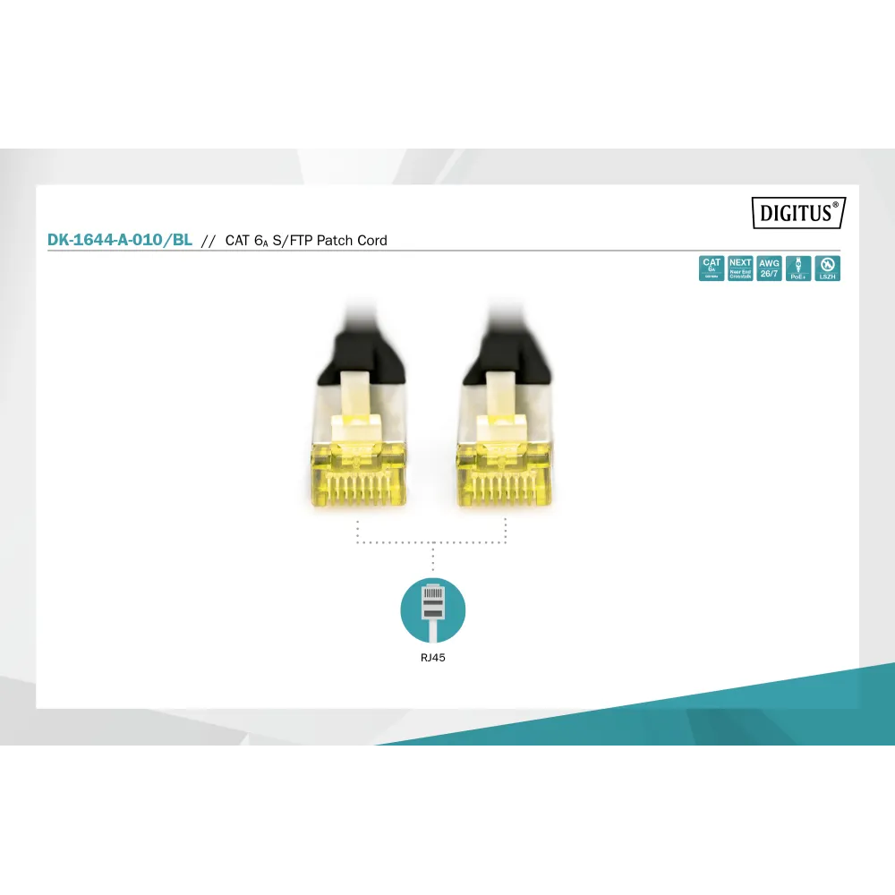 Digitus Kabl S-FTP patch CAT6A 1m crni
