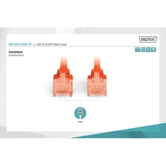Digitus Kabl UTP patch CAT6 5m crveni