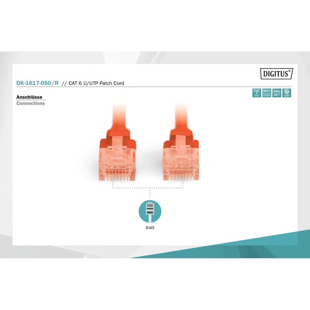 Digitus Kabl UTP patch CAT6 5m crveni